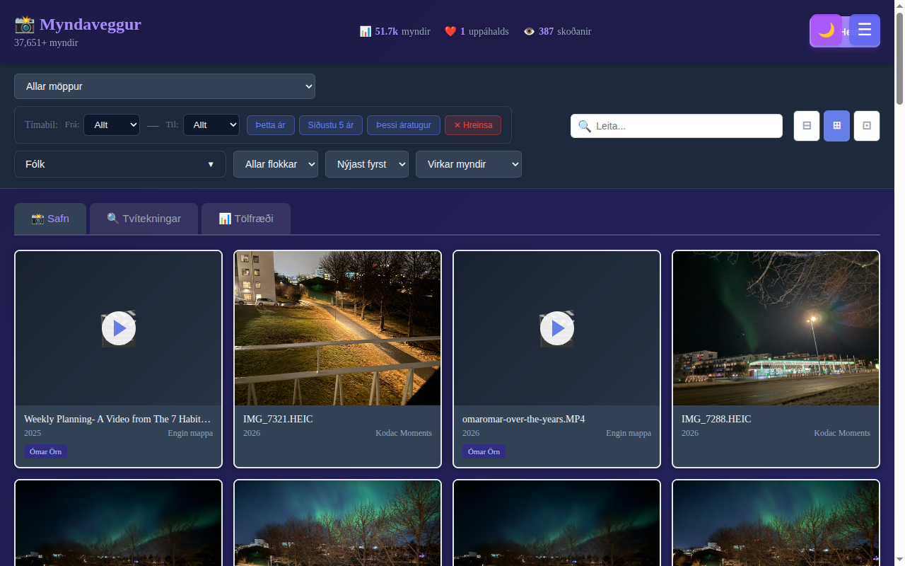 Myndaveggur — 74,000+ myndir